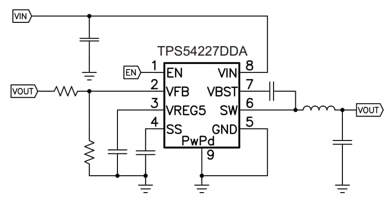 Schematic - Texas Instruments TPS54227 Synchronous Step Down Converter
