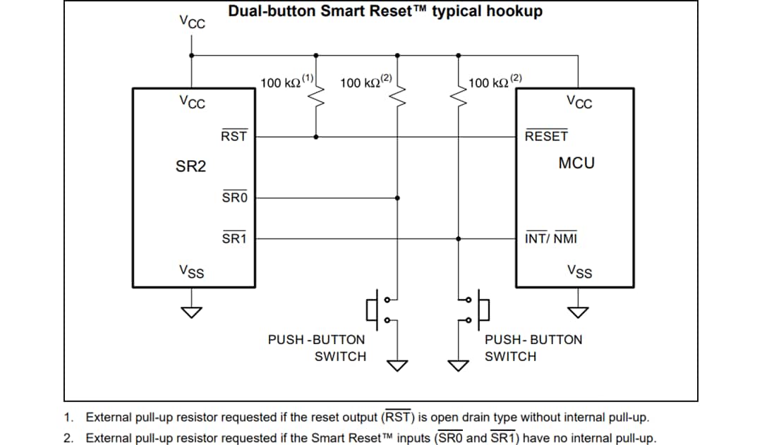 Application Circuit Diagram - STMicroelectronics SR2 6-Pin Smart Reset™ Switch