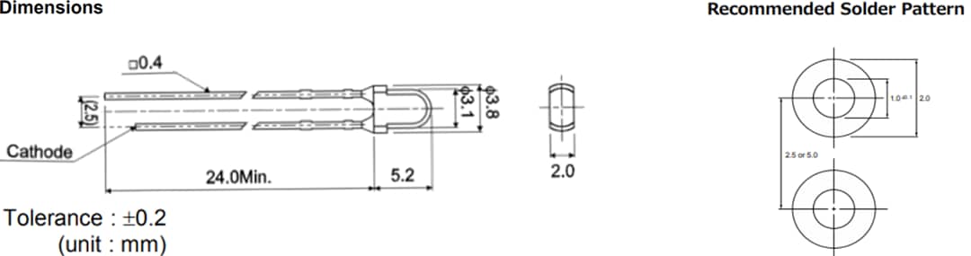 Mechanical Drawing - ROHM Semiconductor SLR-322 Series Flat Disc LED Lamps