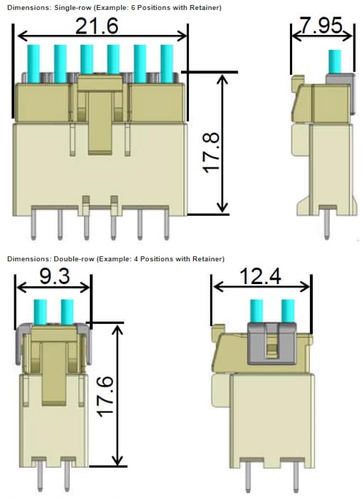 Mechanical Drawing - Hirose Electric DF33C 3.3mm Pitch Small Power Supply Connectors