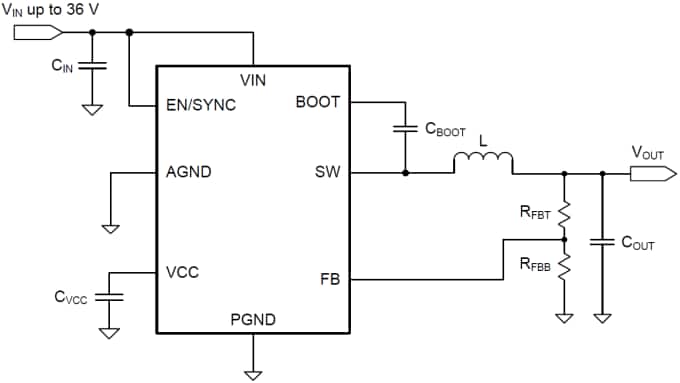 Schematic - Texas Instruments LMR23625/LMR23625-Q1 Step-Down Converter