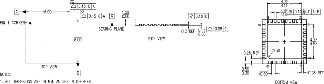 Mechanical Drawing - Renesas Electronics 8T49N240 FemtoClock® Frequency Translators