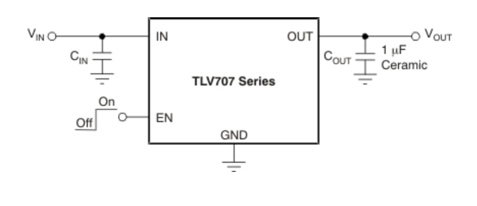 Application Circuit Diagram - Texas Instruments TLV707/TLV707P LDO Regulators