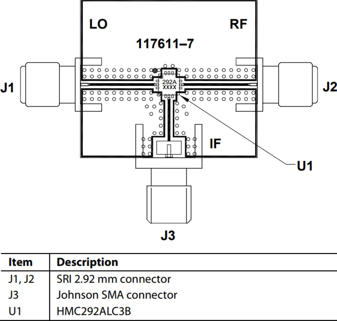 Mechanical Drawing - Analog Devices Inc. EV1HMC292ALC3B Eval Board for HMC292 GaAs MMIC