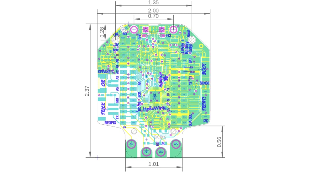 Mechanical Drawing - Adafruit HalloWing M0 Express