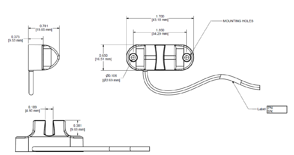 Mechanical Drawing - TE Connectivity / Measurement Specialties AD-101 Air Bubble Detector