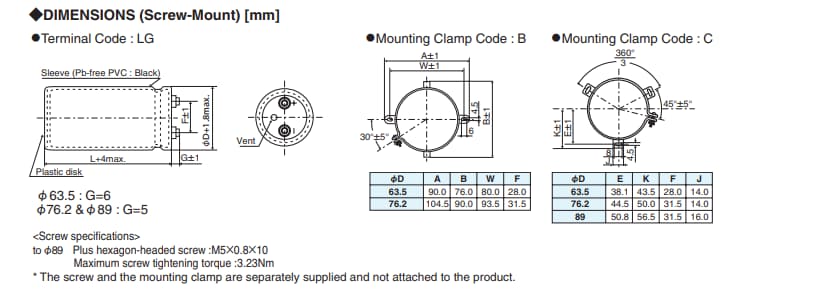Mechanical Drawing - Chemi-Con RHB Aluminum Electrolytic Capacitors