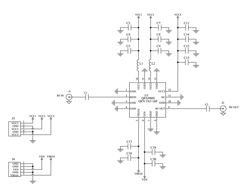 Schematic - Qorvo QPA9908EVB01 925-960MHz Evaluation Board
