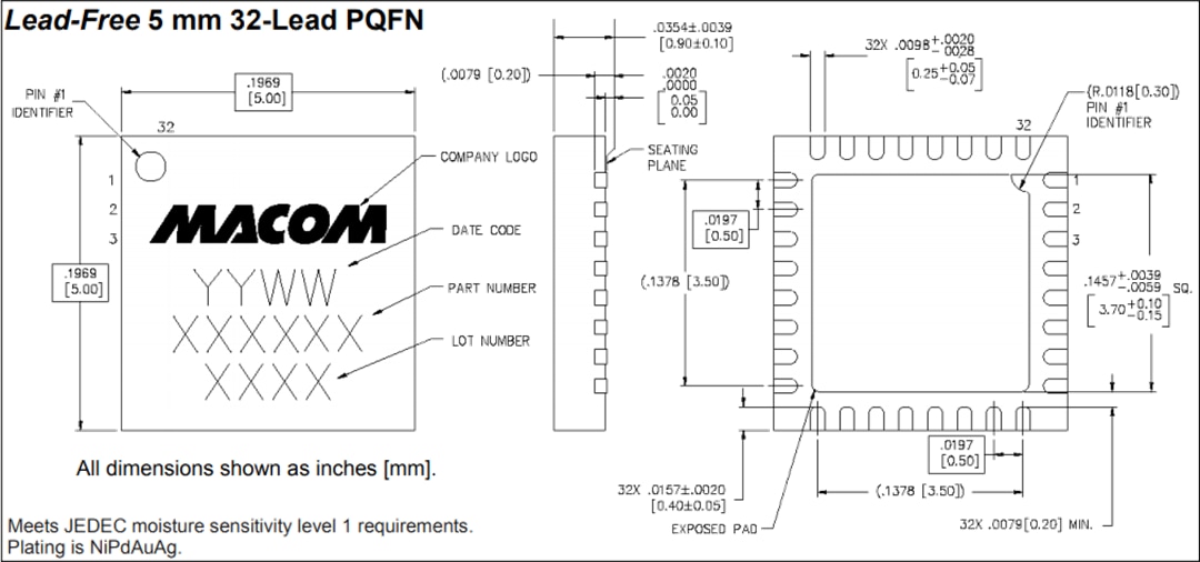 Mechanical Drawing - MACOM MAMF-011069 Dual-Channel LNA Module