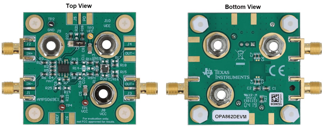 Mechanical Drawing - Texas Instruments OPA862DEVM Amplifier Evaluation Module (EVM)