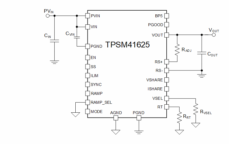 Schematic - Texas Instruments TPSM41625 Stackable Power Module
