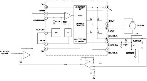 Application Circuit Diagram - Apex Microtechnology SA03 30A 100V PWM Amplifier