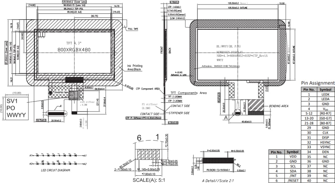 Mechanical Drawing - Newhaven Display 4.3