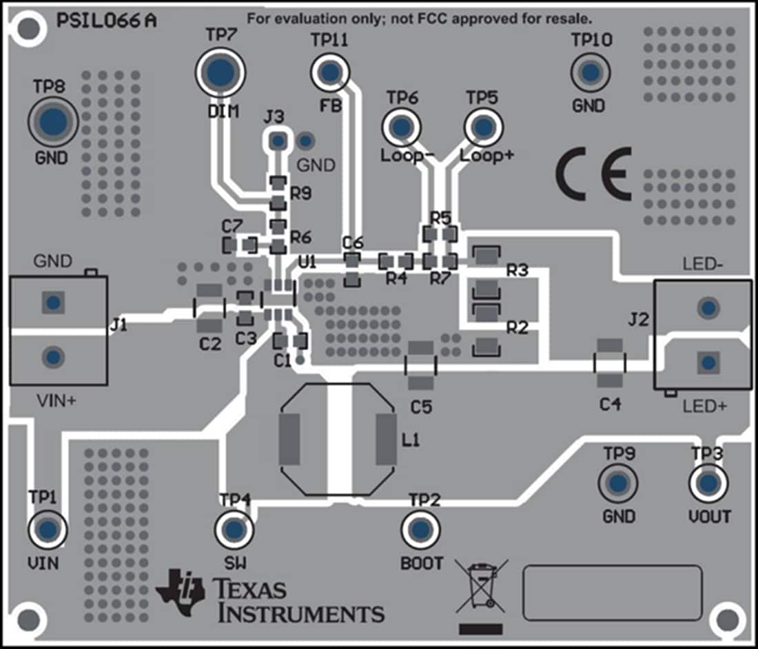 Mechanical Drawing - Texas Instruments TPS92200D1EVM/TPS92200D2EVM Evaluation Module