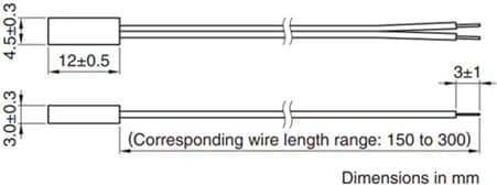 Mechanical Drawing - TDK NTCRP Thermistor