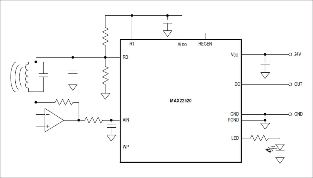 Application Circuit Diagram - Analog Devices Inc. MAX22520 Industrial Sensor Output Driver