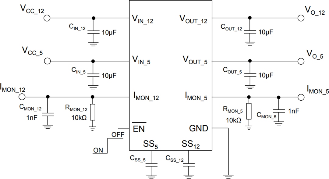 Application Circuit Diagram - STMicroelectronics STEF512PUR Dual Electronic Fuse