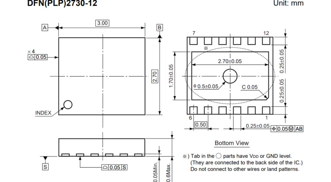 Mechanical Drawing - Nisshinbo R1801K Power-Storing Buck DC-DC Converter