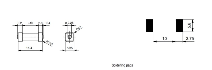 Mechanical Drawing - Schurter UMT-W SMD Circuit Protector Fuses