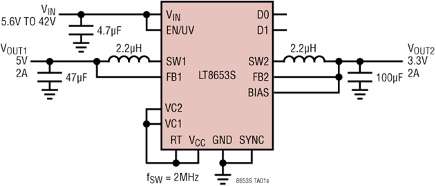 Analog Devices Inc. LT8653S Dual Step-Down Regulators