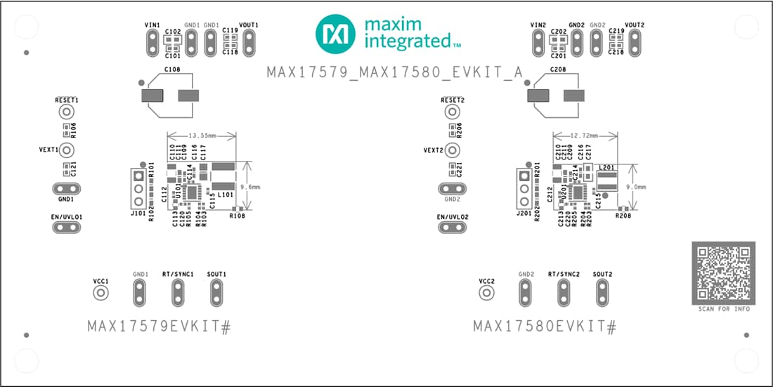 Mechanical Drawing - Analog Devices / Maxim Integrated MAX17579EVKIT/MAX17580EVKIT Evaluation Kits