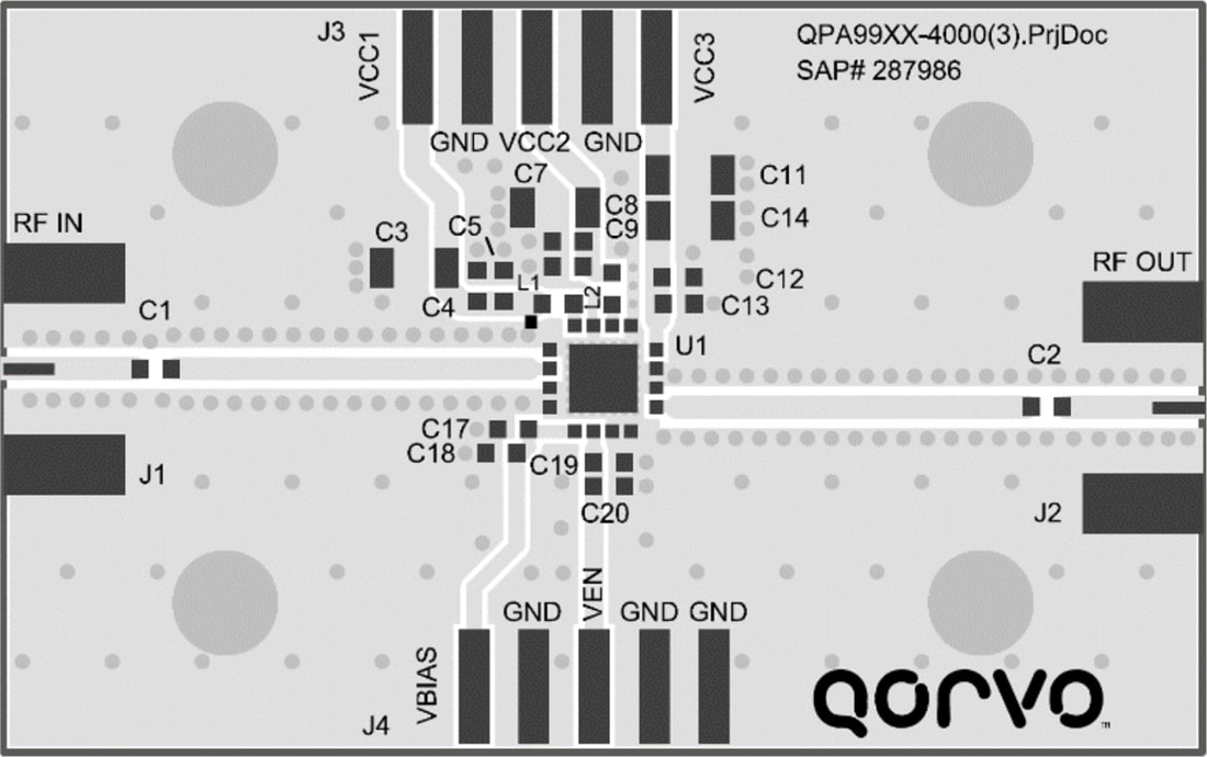 Mechanical Drawing - Qorvo QPA9940EVB01 Amplifier Evaluation Board