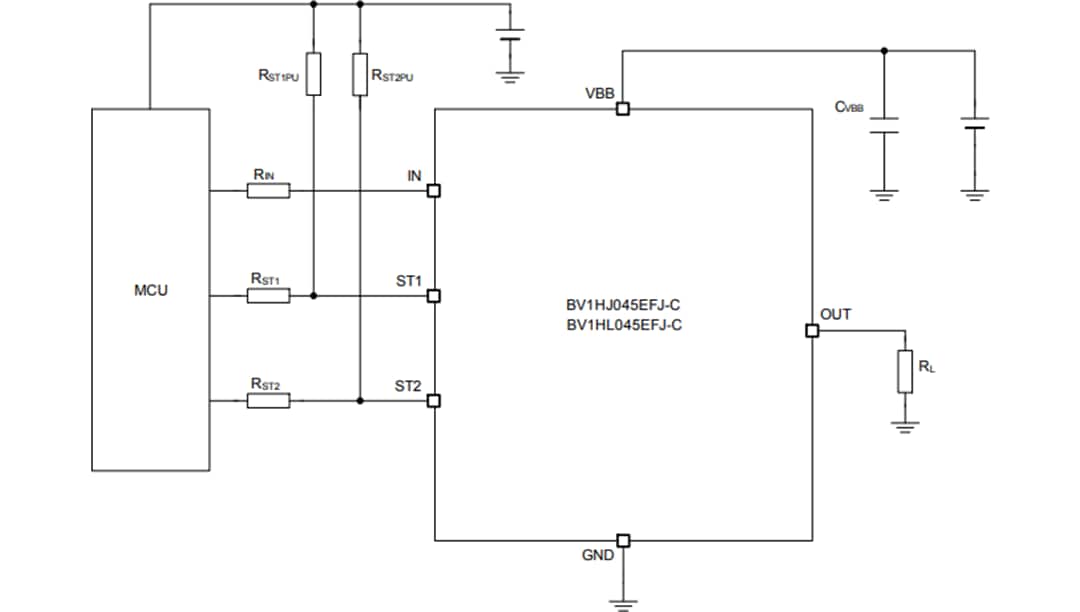 Application Circuit Diagram - ROHM Semiconductor BU30SA5WGWZ CMOS Low Dropout Regulator