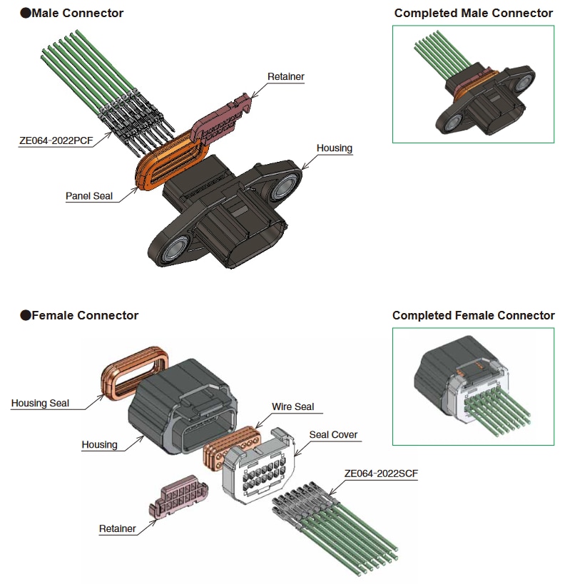 Hirose Electric ZE064W Small Waterproof Automotive Connectors