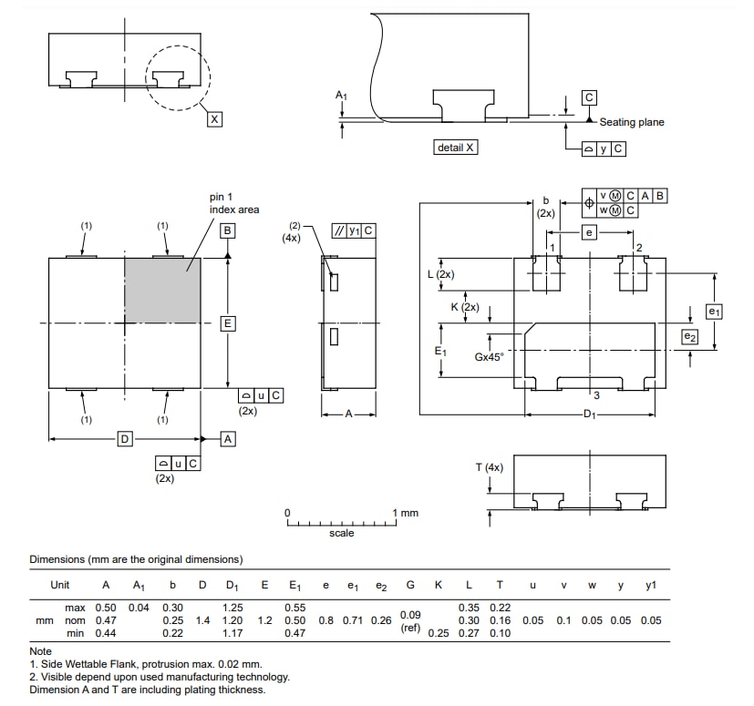Mechanical Drawing - Nexperia SOT8009 Surface-Mounted Package Products
