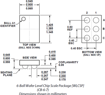 Mechanical Drawing - Analog Devices Inc. ADA4505 Micropower Amplifiers