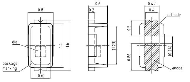 Mechanical Drawing - ams OSRAM FIREFLY® E1608 CT DELSS1.12 LED
