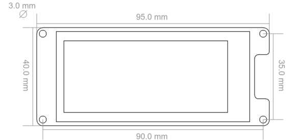 Mechanical Drawing - Tinkerforge 2148 E-Paper 296x128 Bricklet