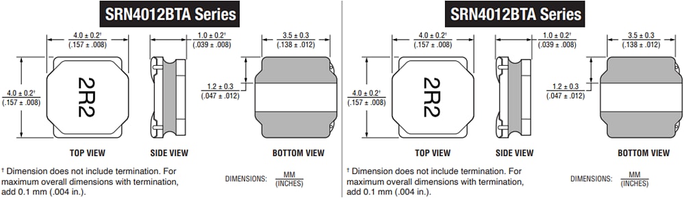 Bourns SRN4012BTA & SRN4018BTA Semi-Shielded Inductors