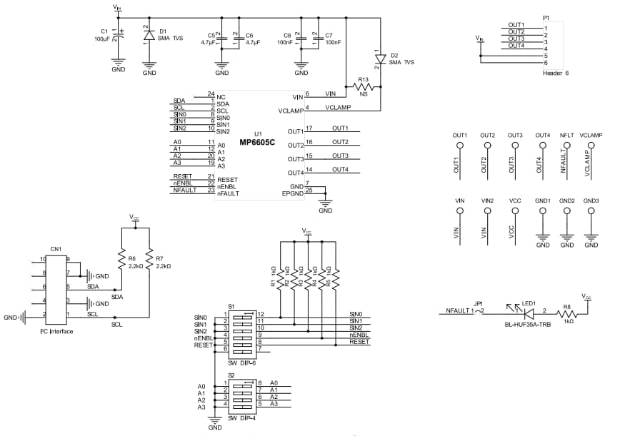 Schematic - Monolithic Power Systems (MPS) EV6605C-R-00A Evaluation Board