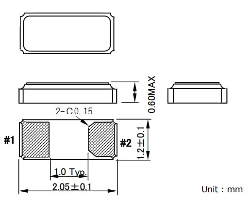 Mechanical Drawing - Seiko Instruments SC-20P SMD Quartz Crystal Unit