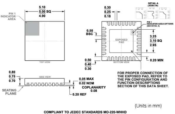 Mechanical Drawing - Analog Devices Inc. ADG1206L/1207L Multiplexer Switch ICs