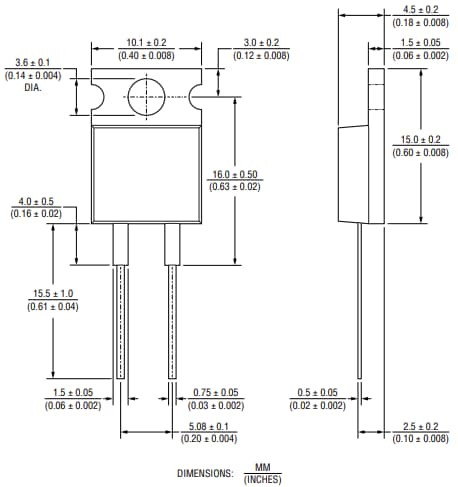 Mechanical Drawing - Bourns PF2203 Riedon™ Thick Film Resistors