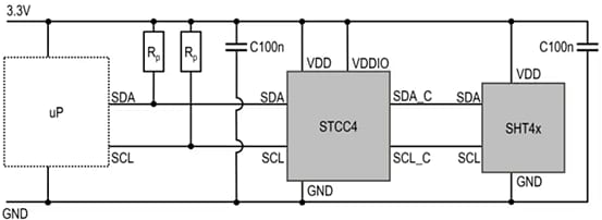 Application Circuit Diagram - Sensirion STCC4 Miniature CO2 Sensor