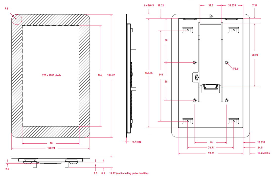 Mechanical Drawing - Raspberry Pi Touch Display 2