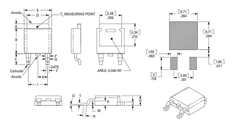 Mechanical Drawing - IXYS SRU6008DS2RP Sensitive SCR