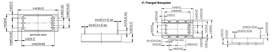 Mechanical Drawing - Cincon CEB100W 100W 4:1 Input Isolated DC/DC Converters