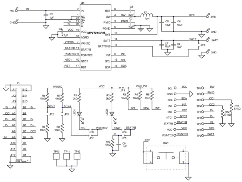 Schematic - Monolithic Power Systems (MPS) EV2721-RH-00A Evaluation Board
