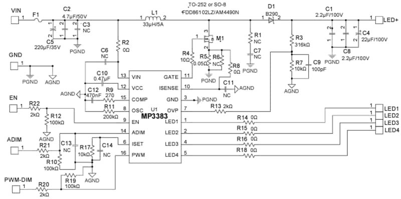 Schematic - Monolithic Power Systems (MPS) EV3383-F-00A Evaluation Board