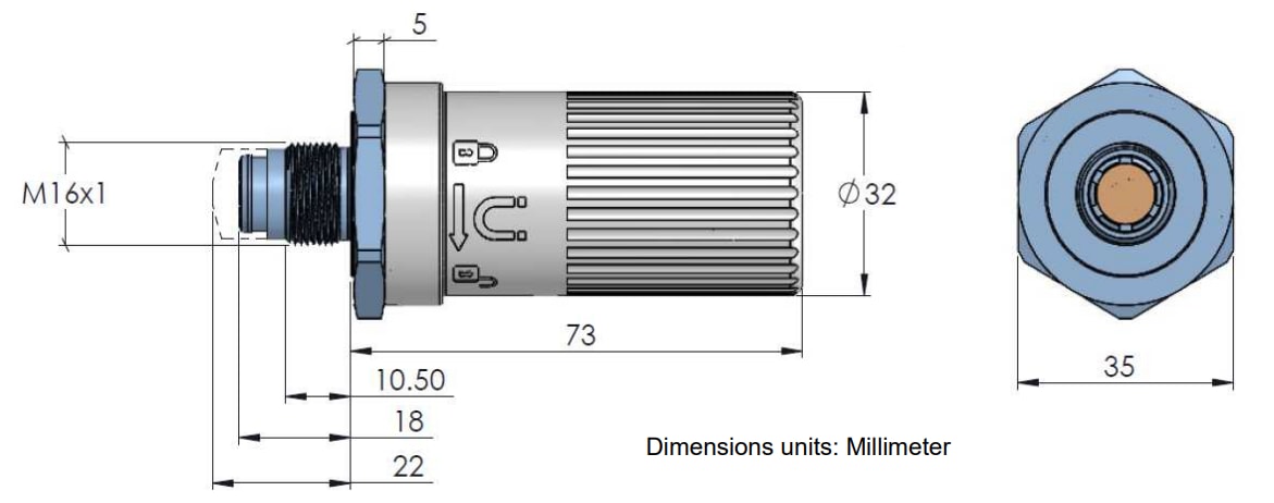 Mechanical Drawing - TE Connectivity / Measurement Specialties 59xxN Wireless Humidity/Temperature Sensors