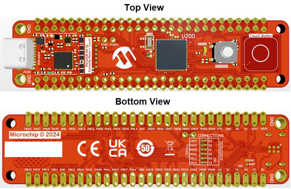 Mechanical Drawing - Microchip Technology PIC32CM GV-VL Curiosity Nano+ Touch Eval Kit