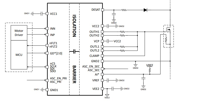 Schematic - Texas Instruments UCC5881-Q1 Gate Driver