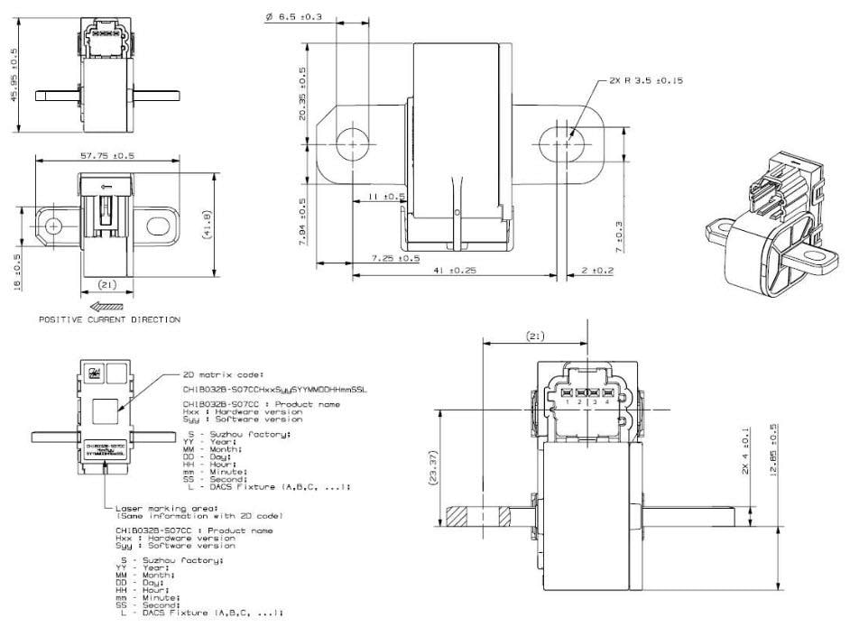 Mechanical Drawing - Littelfuse CH1B032B Current Sensor