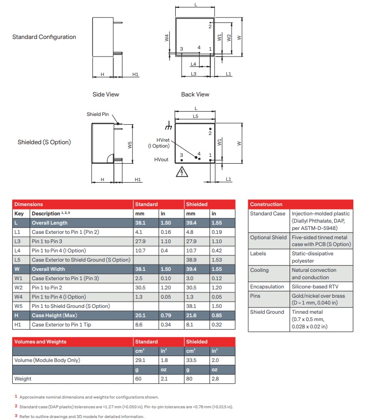 Mechanical Drawing - Advanced Energy / Ultravolt MPM DC-DC Power Supplies