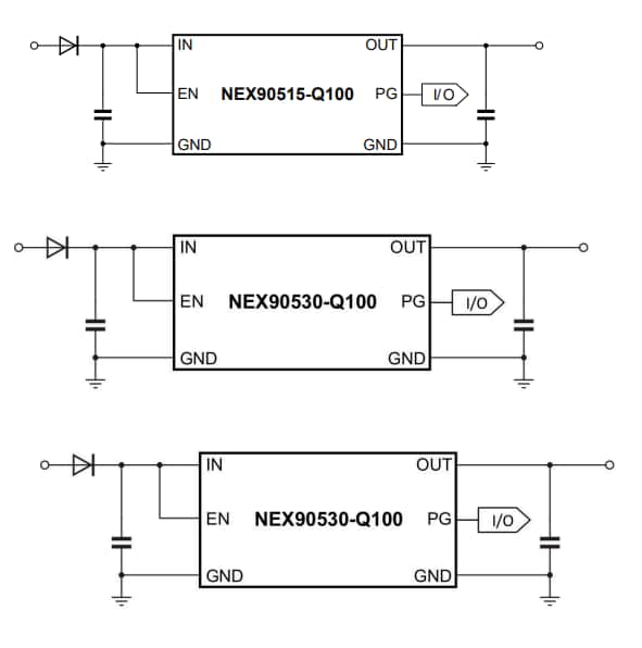 Application Circuit Diagram - Nexperia NEX9x 40V LDO Voltage Regulators
