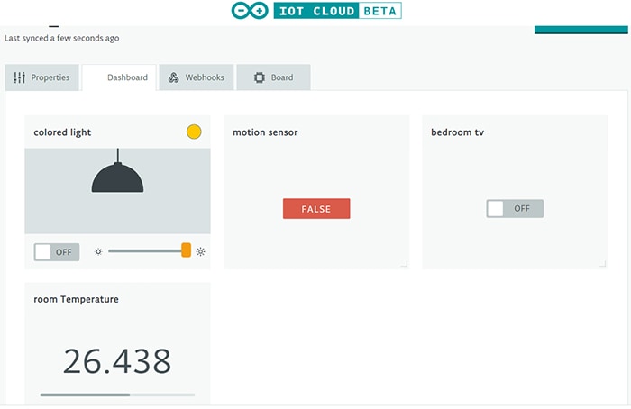 Arduino IoT Cloud dashboard